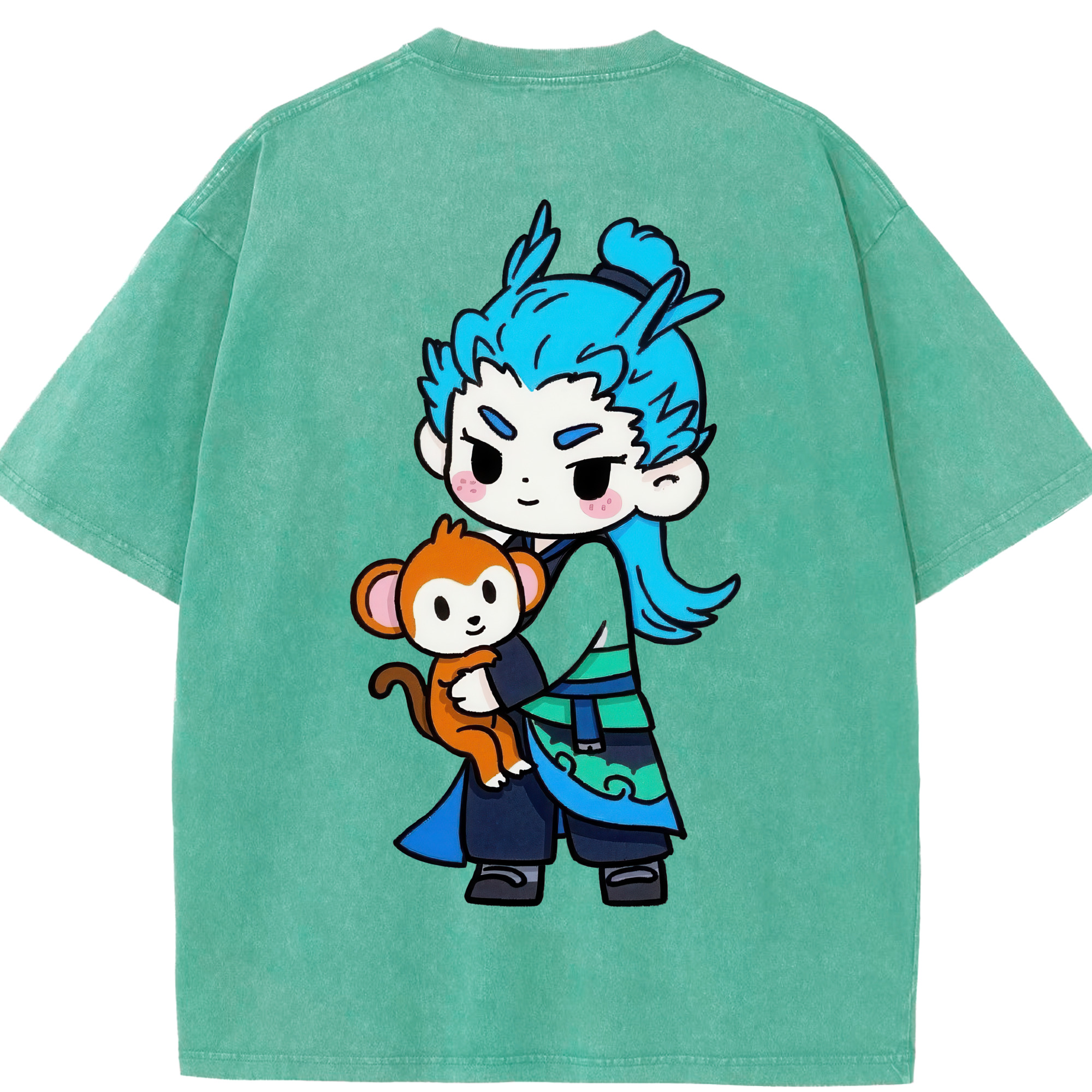 （画像用） Ne Zha 2 ナタ 魔童の大暴れ 綿100% ヴィンテージ風 半袖Tシャツ（背面プリント）